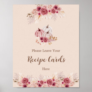 Elegant Boho Fall Leave Your Recipe Card Here Poster