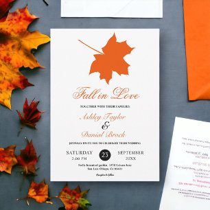 Elegant Boho Fall Leaves Rustic Floral Wedding Invitation