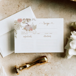 Elegant Boho fall pumpkin bridal Recipe card