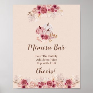 Elegant Boho Fall Pumpkin Mimosa Bar Poster