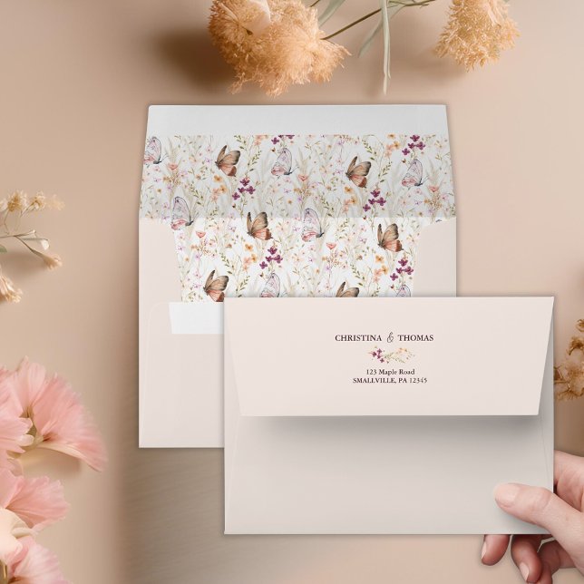 Elegant Boho Fall Wildflowers Wedding Address Envelope (Creator Uploaded)