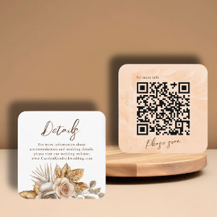 Elegant Boho Floral Accent QR Code Wedding Details Enclosure Card