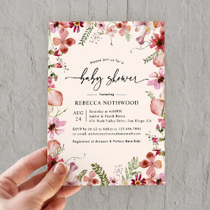 Elegant Boho Floral Baby Shower  Invitation