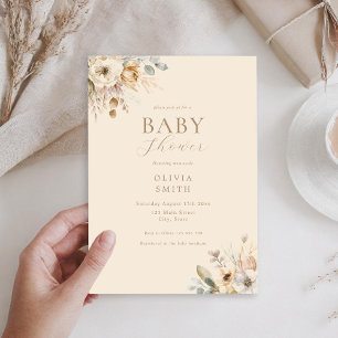 Elegant Boho Floral Baby Shower Invitation