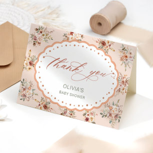 Elegant Boho Floral Baby Shower Thank You Card