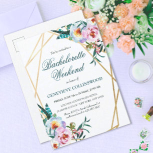 Elegant Boho Floral Bachelorette Weekend Itinerary Invitation Postcard