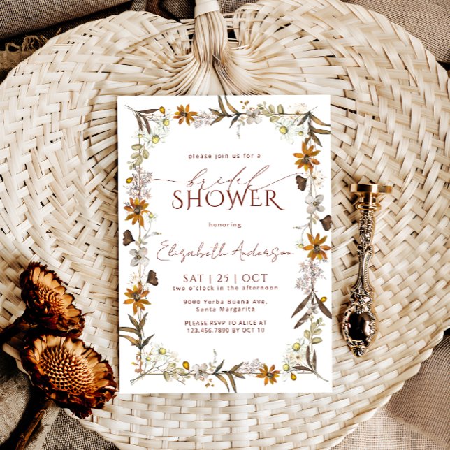 Elegant Boho Floral Bridal Shower Invitation (Creator Uploaded)