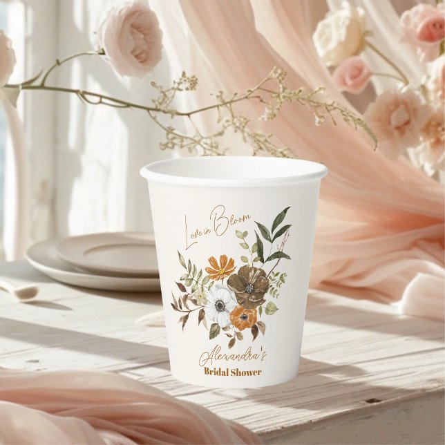 Elegant Boho Floral Bridal Shower Paper Cups (Creator Uploaded)