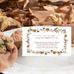 Elegant Boho Floral Bridal Shower Recipe Request  Enclosure Card
