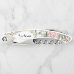 Elegant Boho Floral Bridesmaid Favour Corkscrew