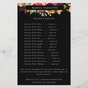 Elegant Boho Floral Business Service/Pricing Flyer