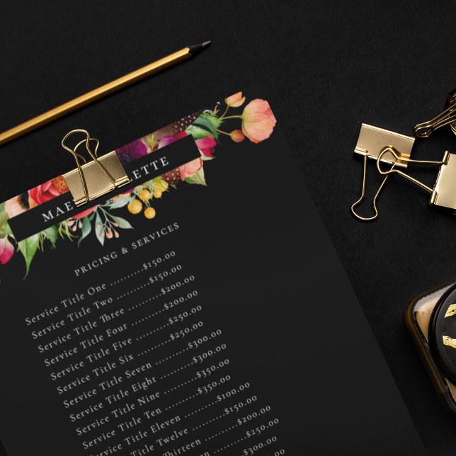 Elegant Boho Floral Business Service/Pricing Flyer (Creator Uploaded)