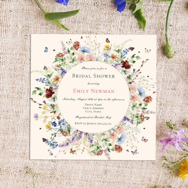 Elegant Boho Floral & Butterflies Bridal Shower Invitation (Creator Uploaded)
