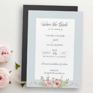 Elegant Boho Floral Calligraphy Save the Date Magnetic Invitation