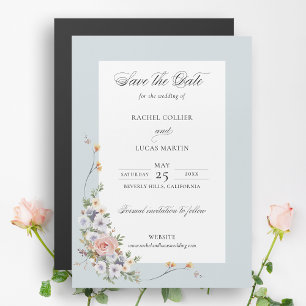 Elegant Boho Floral Calligraphy Save the Date Magnetic Invitation