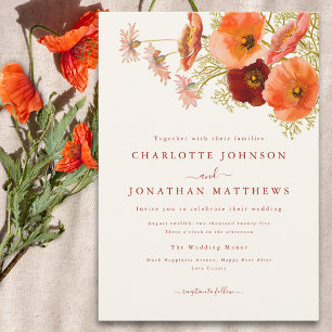 Elegant Boho Floral Fall Wedding Invitation