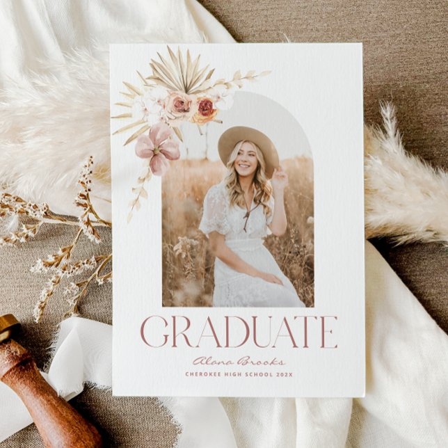 Elegant Boho Floral Graduation Invitation (Creator Uploaded)
