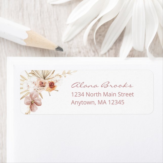 Elegant Boho Floral Graduation Return Address Label (Insitu)