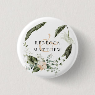 Elegant Boho Floral Greenery Wedding 3 Cm Round Badge
