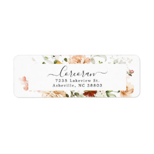 Elegant Boho Floral Handwritten Return Address Label