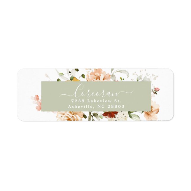 Elegant Boho Floral Handwritten Return Address Label (Front)