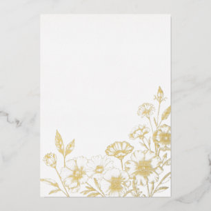 Elegant Boho Floral Line Art Frame Background Foil Holiday Card