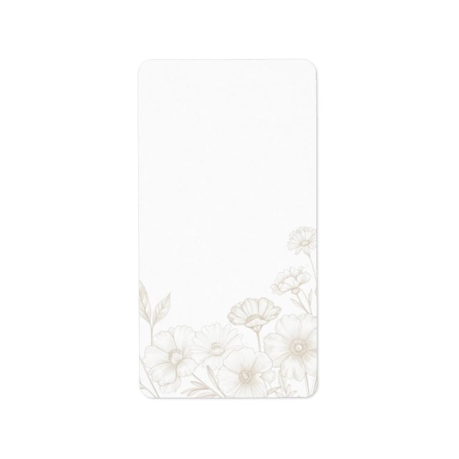 Elegant Boho Floral Line Art Frame Background Label (Front)