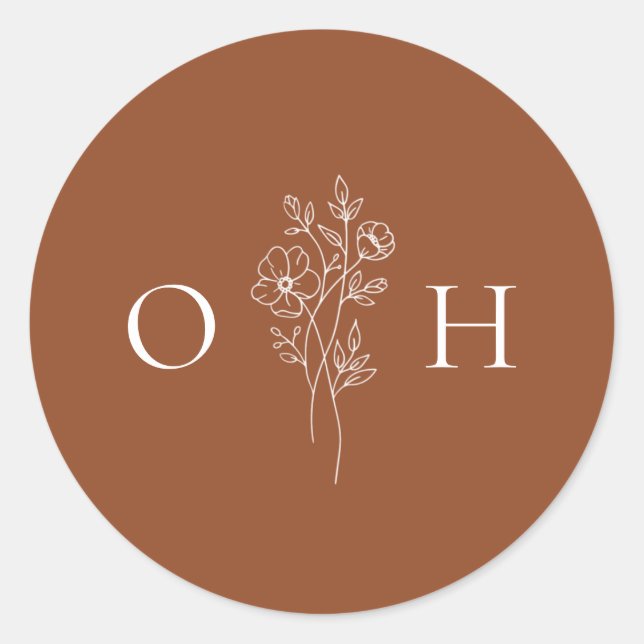 Elegant Boho Floral Monogram Envelope Seals (Front)