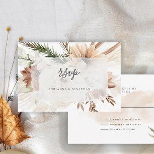 Elegant Boho Floral Pampas RSVP Card