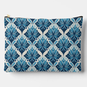 Elegant Boho Floral Pattern in Blue Accessory Pouch