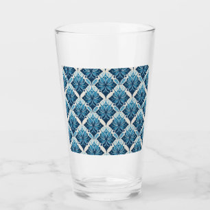 Elegant Boho Floral Pattern in Blue Glass