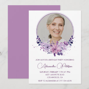 Elegant Boho Floral Photo 89th birthday Invitation