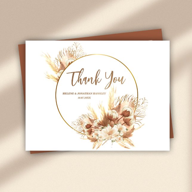 Elegant Boho Floral Terracotta Wedding Thank You Postcard (Elegant Boho Floral Terracotta Wedding Thank You Postcard)