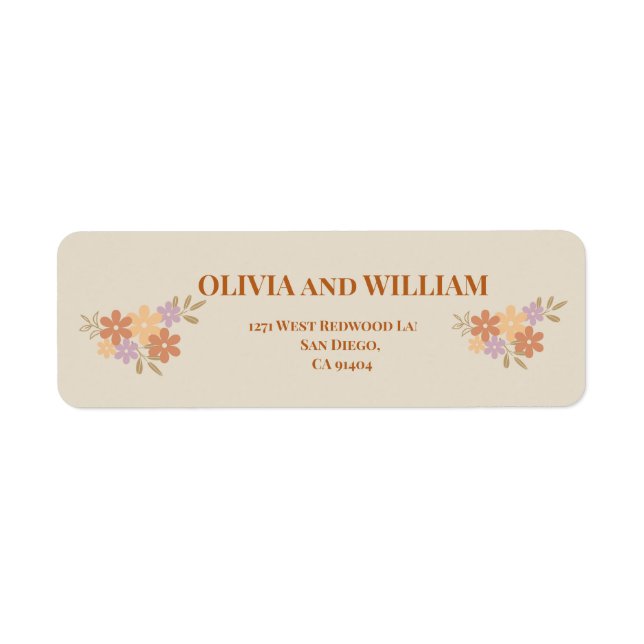 Elegant Boho Floral Wedding address labels (Front)
