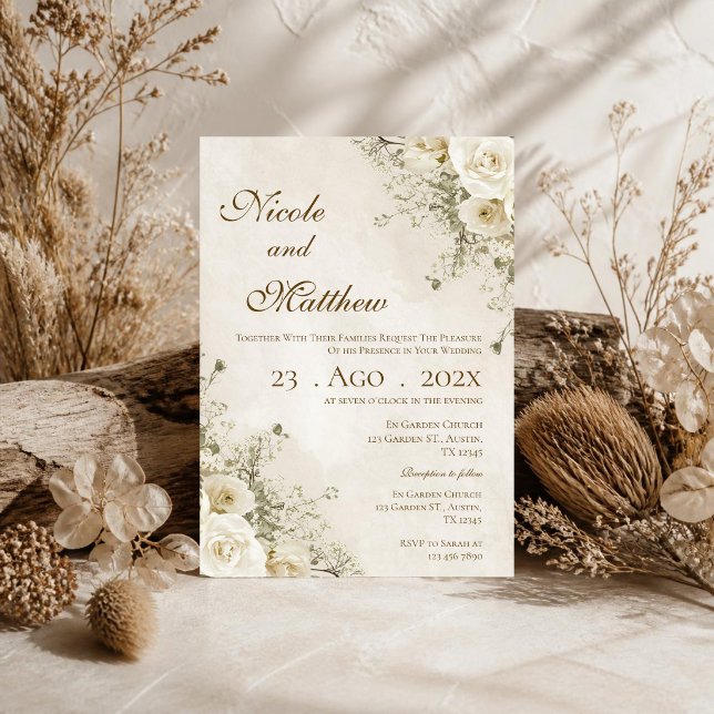 Elegant boho floral wedding invitation (Creator Uploaded)