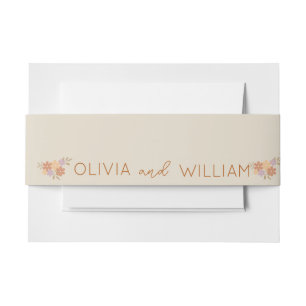 Elegant Boho Floral Wedding  Invitation Belly Band