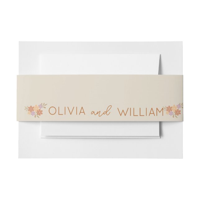 Elegant Boho Floral Wedding  Invitation Belly Band (Front Example)