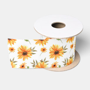 Elegant Boho Floral Wildflower Satin Ribbon
