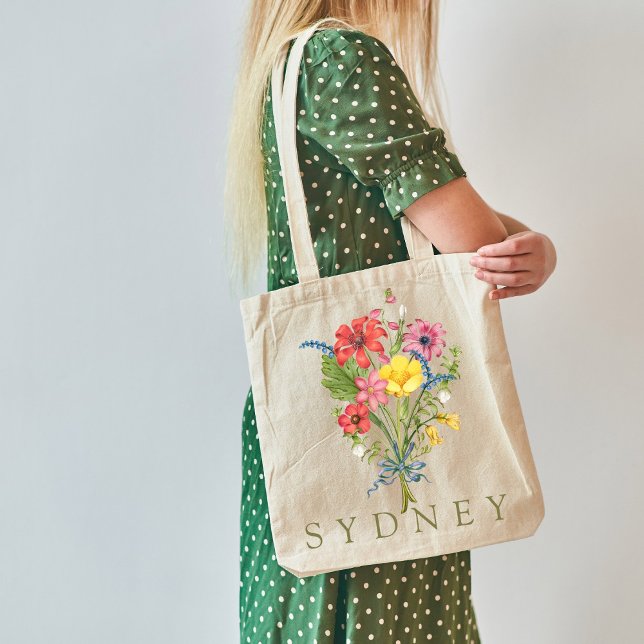 Elegant Boho Floral Wildflower Tote Bag (Creator Uploaded)