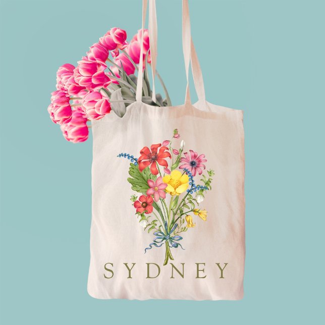 Elegant Boho Floral Wildflower Tote Bag (Creator Uploaded)