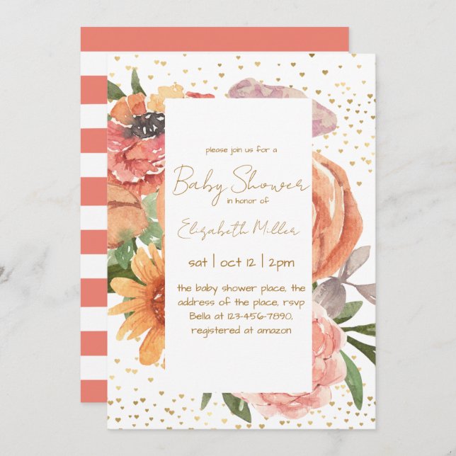 Elegant Boho Flower Baby In Bloom Baby Shower Invitation (Front/Back)