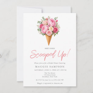 Elegant Boho Flower Ice Cream Bridal Shower Invitation