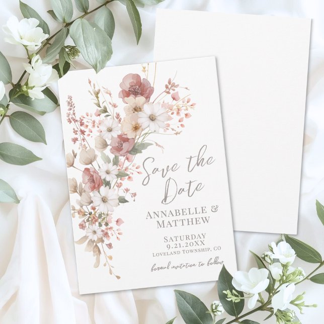Elegant Boho Flowers Wildflower Wedding Save The Date (Elegant Boho Flowers Wildflower Wedding Save the Date )