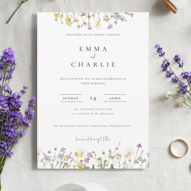 Elegant Boho Garden Wildflowers Wedding Invitation (Creator Uploaded)