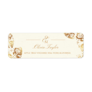 Elegant Boho   Gold Autumn Wedding Address Return Address Label