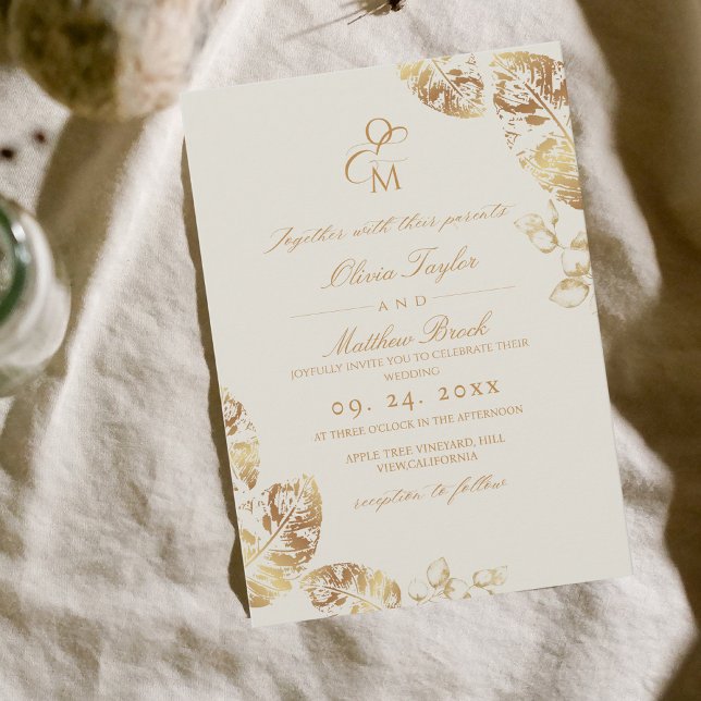 Elegant Boho | Gold Autumn Wedding Invitation (Creator Uploaded)