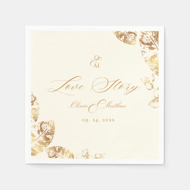 Elegant Boho | Gold Autumn Wedding Napkin (Front)