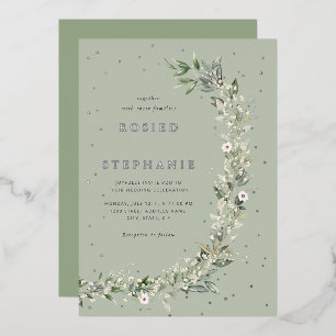 Elegant Boho Gold Foil Watercolor Greenery Wedding