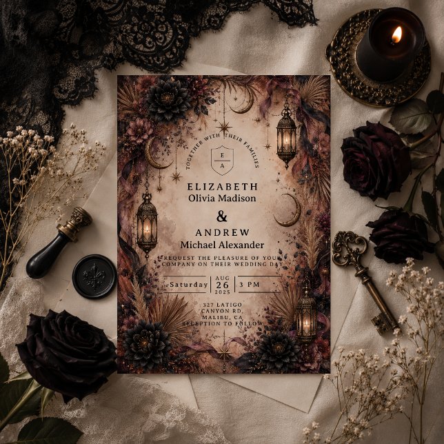 Elegant Boho Goth Wedding Invitation (Creator Uploaded)