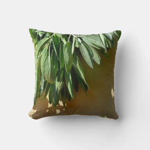 Elegant boho greenery botanical herbs cushion